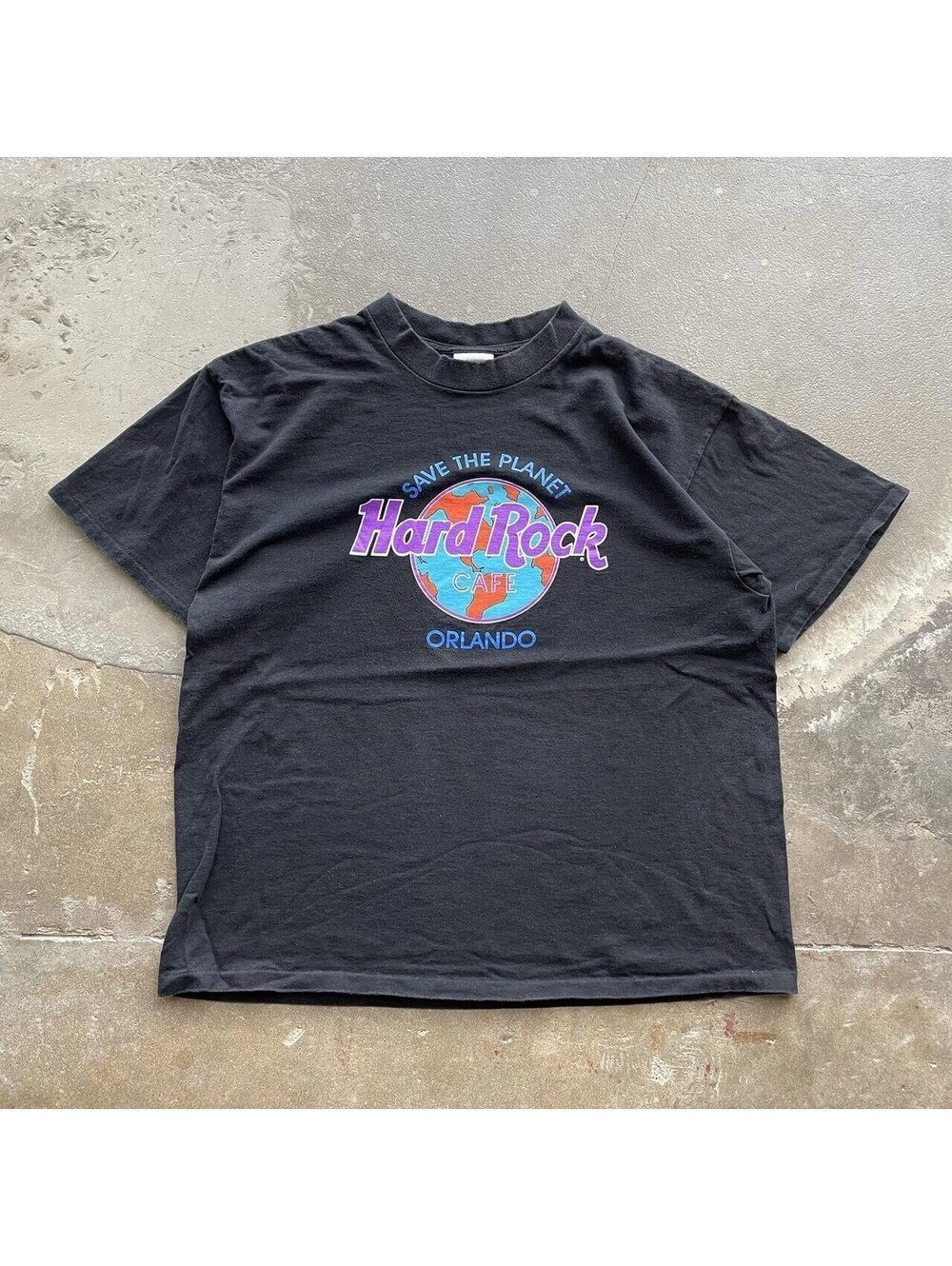 Vintage Hard Rock Cafe T-Shirt Men XL Black Pink Orlando Florida USA Stitch 90's